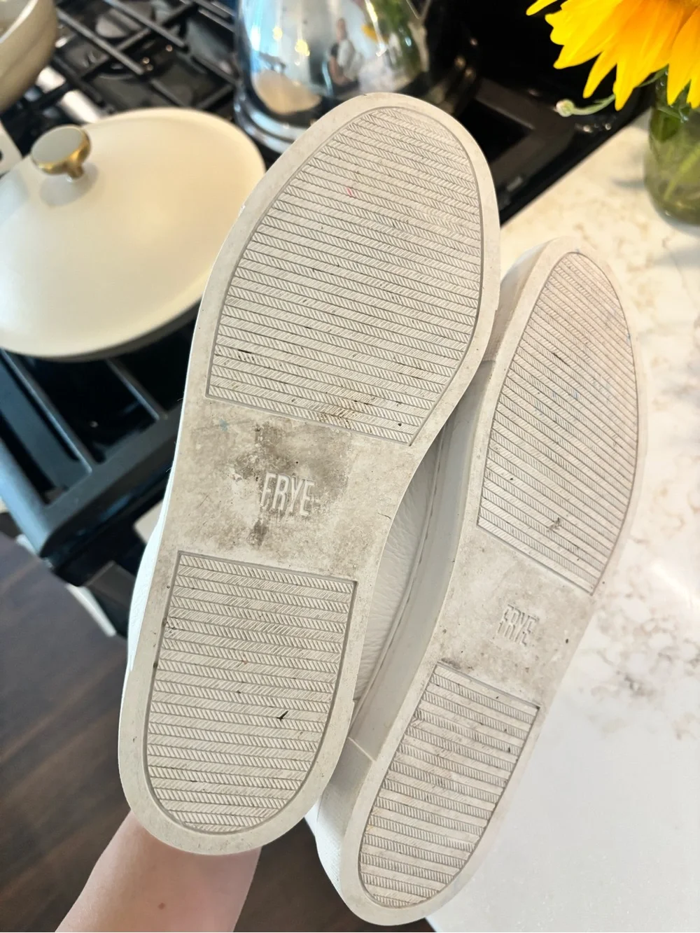 Frye White Leather Low-Top Sneakers